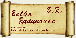 Belka Radunović vizit kartica